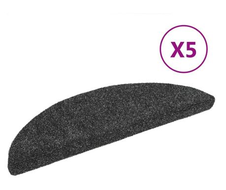 Samolepilne preproge za stopnice 5 kosov temno sive 56x17x3 cm 