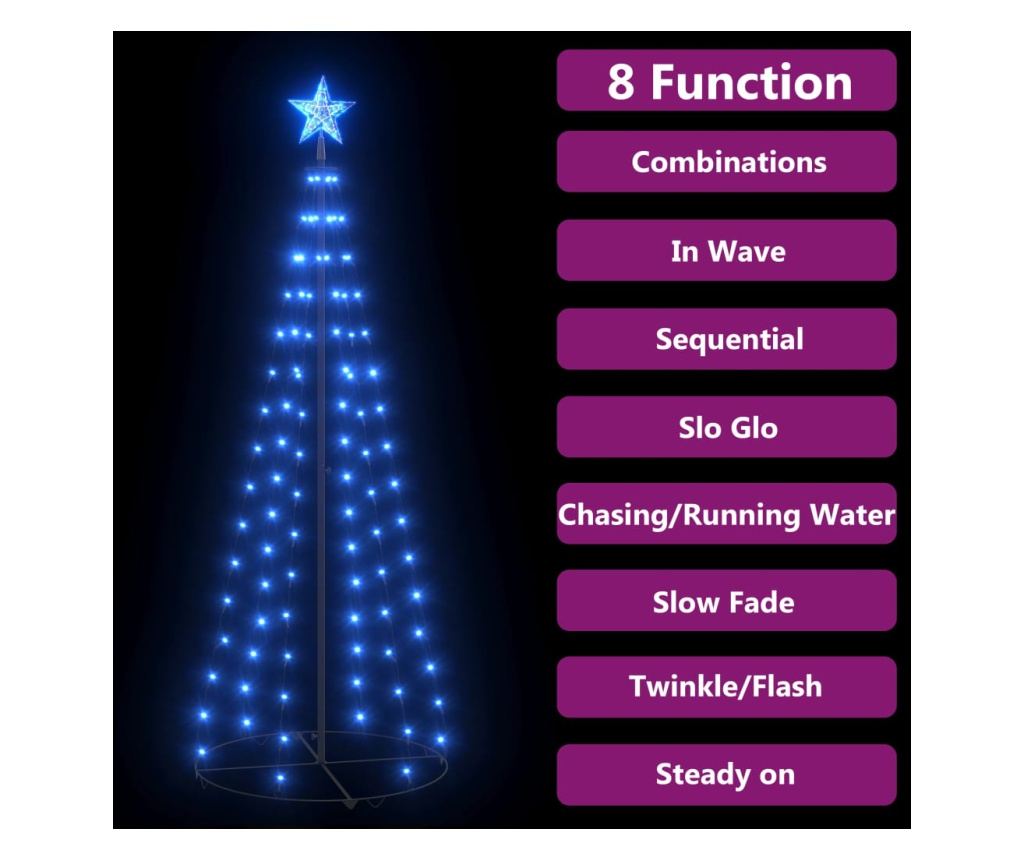 Božićni ukras za stablo, konusni, 100 LED svjetala, plavi, 70x180 cm - 3