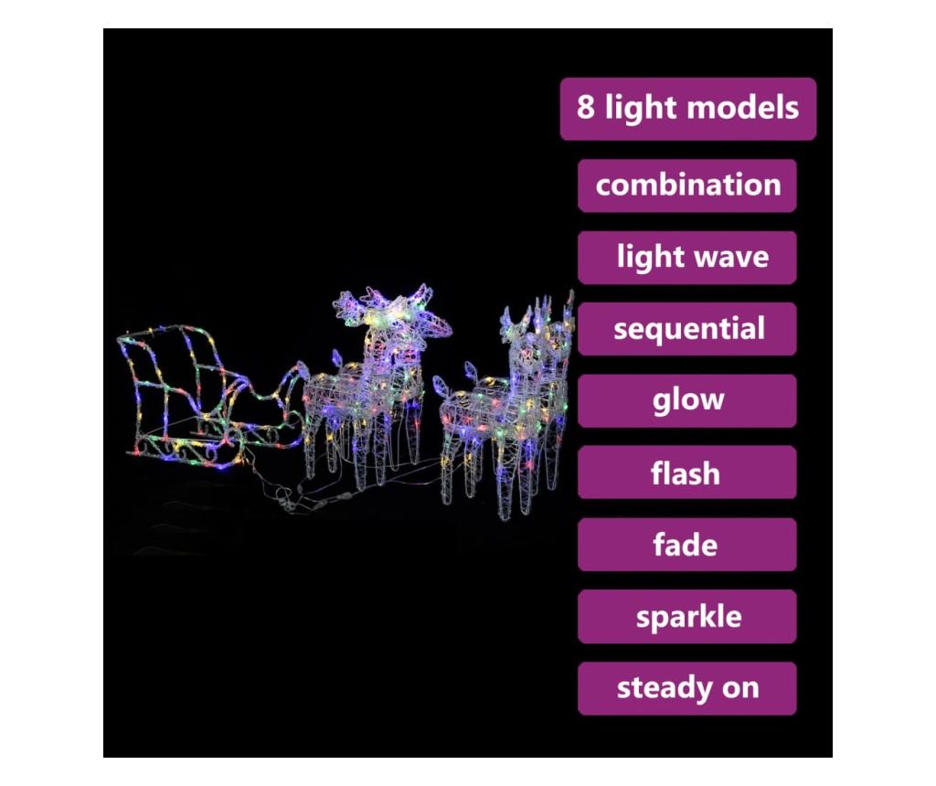 Božićni ukras s jelenima i saonicama, 280x28x55, akril - 3