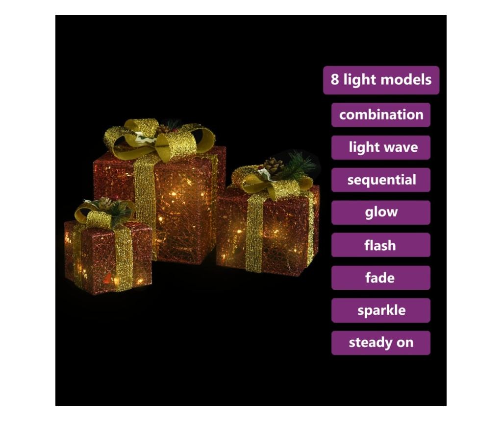 Ukrasne božićne poklon kutije, 3 kom, crvene, vanjske/unutarnje - 3