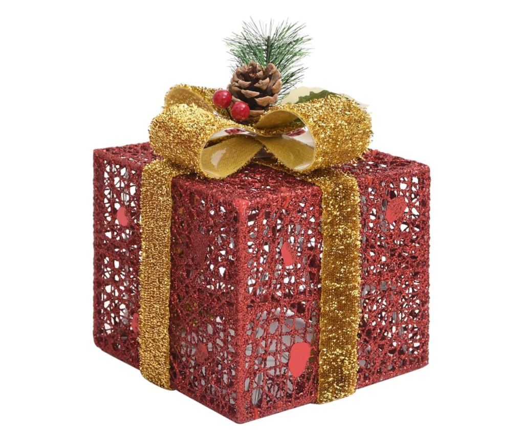 Ukrasne božićne poklon kutije, 3 kom, crvene, vanjske/unutarnje - 6