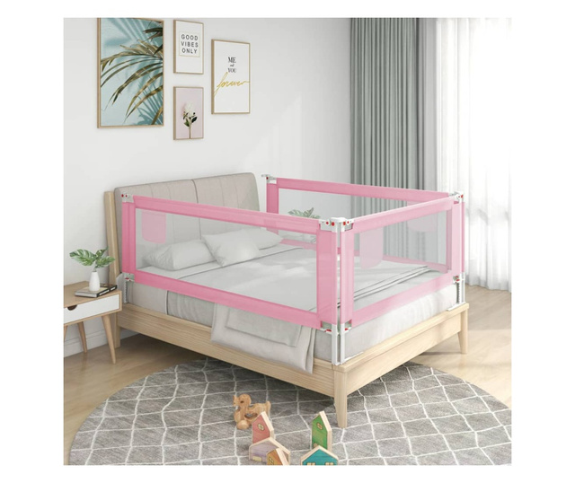 Ограничител за бебешко легло, розов, 150x25 см, плат