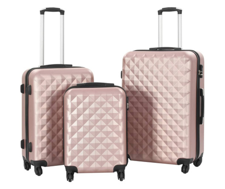 Set valiza carcasa rigida, 3 buc., roz auriu, ABS
