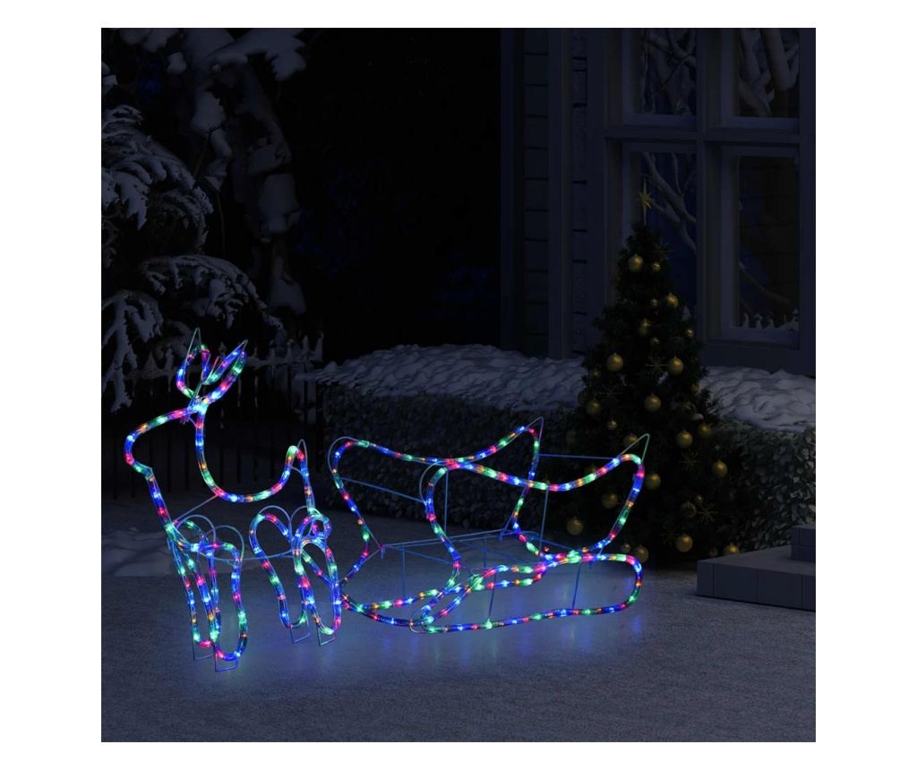 Božićna dekoracija s jelenom i saonicama, 252 LED diode, za vanjsku upotrebu - 3