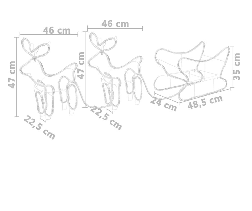 Božićni ukras s jelenima i saonicama, 576 LED svjetala, vanjski - 12
