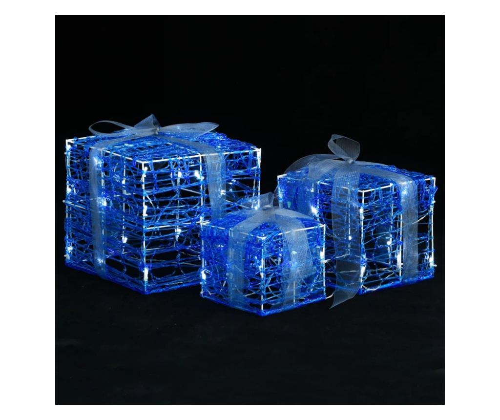 Dekorativne božićne poklon kutije, 3 kom., hladno bijele, akrilne - 2