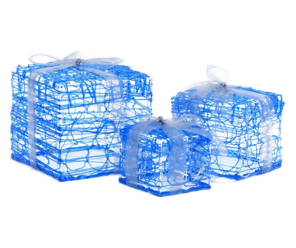 Dekorativne božićne poklon kutije, 3 kom., hladno bijele, akrilne - 4