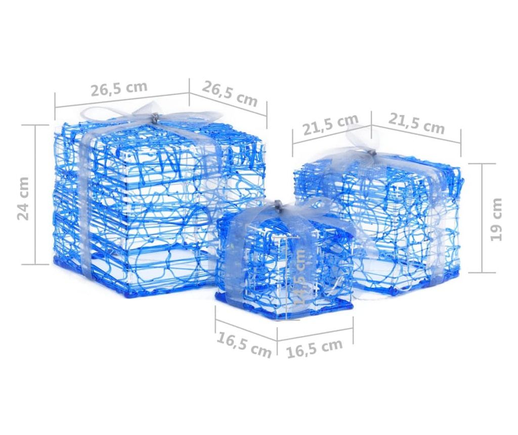 Dekorativne božićne poklon kutije, 3 kom., hladno bijele, akrilne - 7