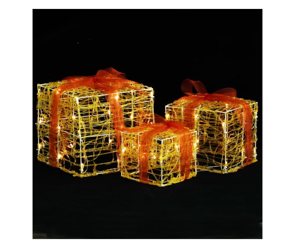 Ukrasne božićne poklon kutije, 3 kom, Toplo bijela, Akril - 2