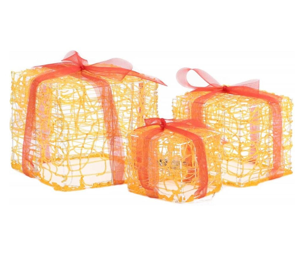 Ukrasne božićne poklon kutije, 3 kom, Toplo bijela, Akril - 4