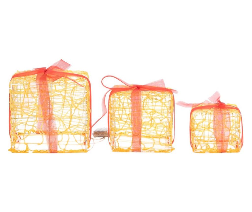 Ukrasne božićne poklon kutije, 3 kom, Toplo bijela, Akril - 5