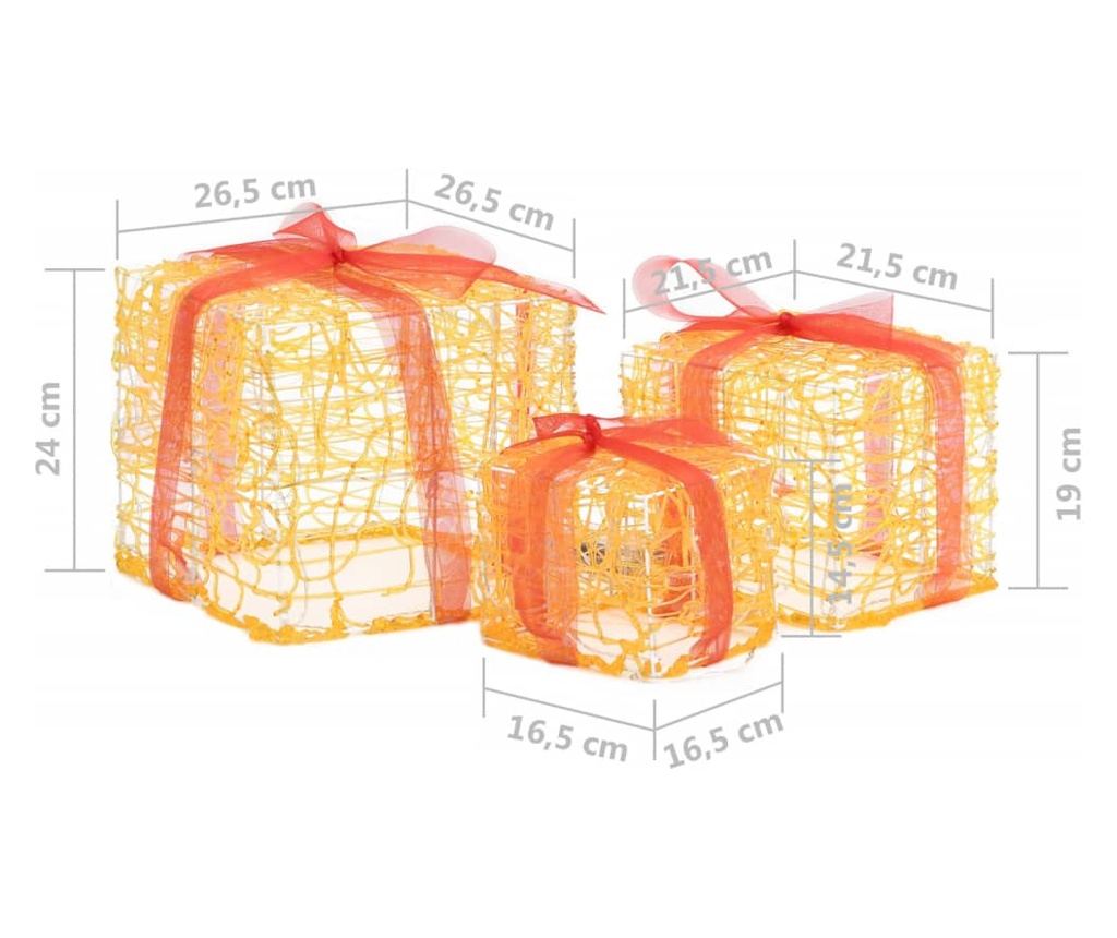 Ukrasne božićne poklon kutije, 3 kom, Toplo bijela, Akril - 7