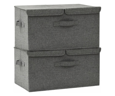 Кутии за съхранение, 2 бр, текстил, 50x30x25 см, антрацит