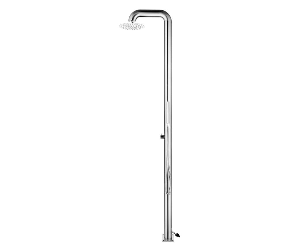 Duș de grădină cu bază gri, 230 cm, oțel inoxidabil - 4