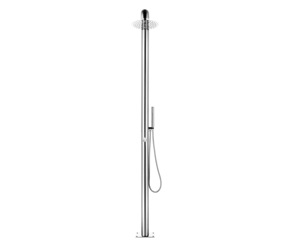 Duș de grădină cu bază gri, 230 cm, oțel inoxidabil - 5