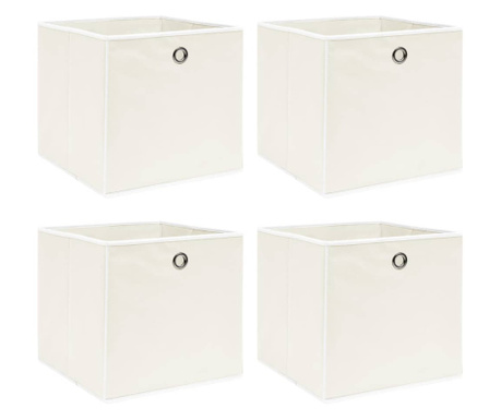 Кутии за съхранение, 4 бр, бели, 32x32x32 см, текстил