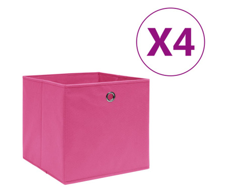 Кутии за съхранение 4 бр нетъкан текстил 28x28x28 см розови