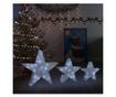 Božićna dekoracija Zvijezde 3 kom. Bijela Mreža & LED Vanjska/Unutarnja