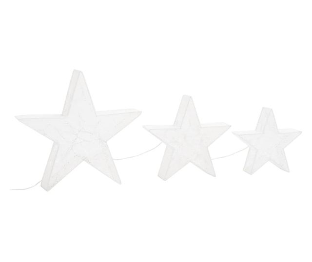 Božićna dekoracija Zvijezde 3 kom. Bijela Mreža & LED Vanjska/Unutarnja