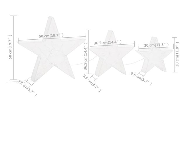 Božićna dekoracija Zvijezde 3 kom. Bijela Mreža & LED Vanjska/Unutarnja