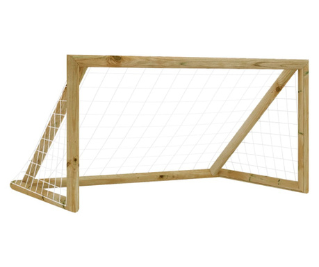 Poarta de fotbal cu plasa, 160x100x80 cm, lemn de pin tratat