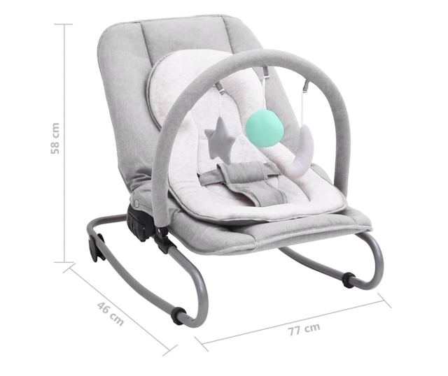 Luljačka za bebe svjetlosiva čelična