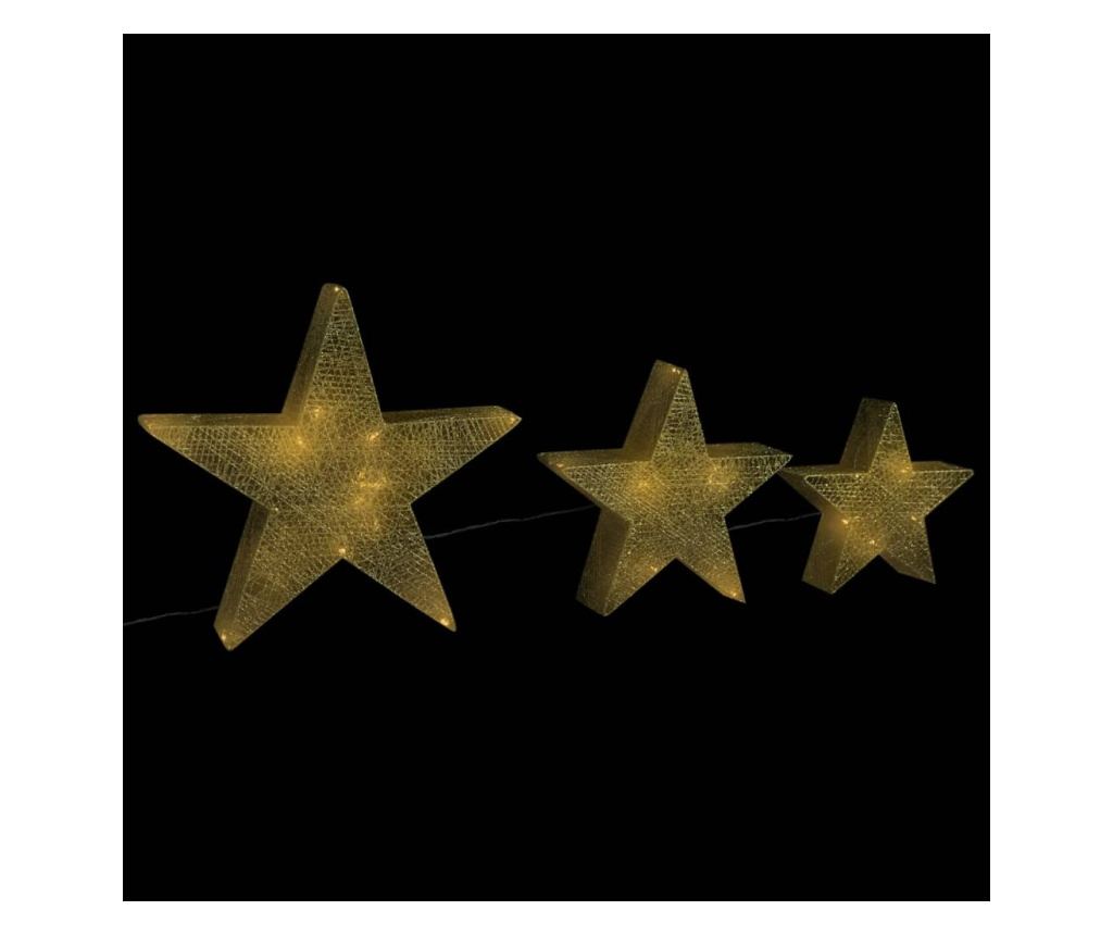 Božićna dekoracija Zvijezde 3 kom. Zlatna Mreža & LED Vanjska/Unutarnja - 2