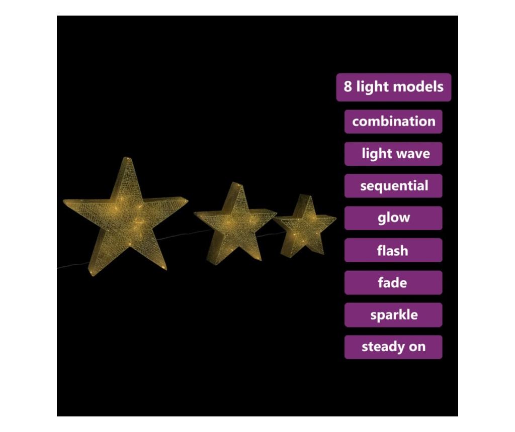 Božićna dekoracija Zvijezde 3 kom. Zlatna Mreža & LED Vanjska/Unutarnja - 3