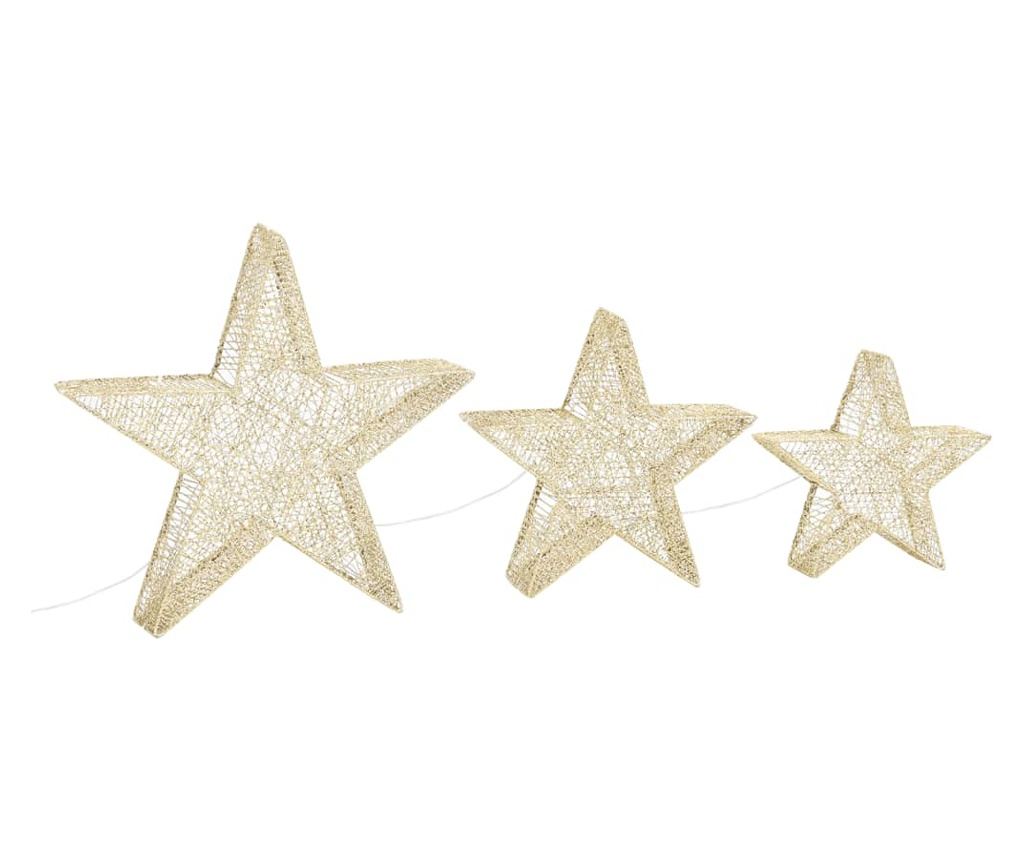 Božićna dekoracija Zvijezde 3 kom. Zlatna Mreža & LED Vanjska/Unutarnja - 4