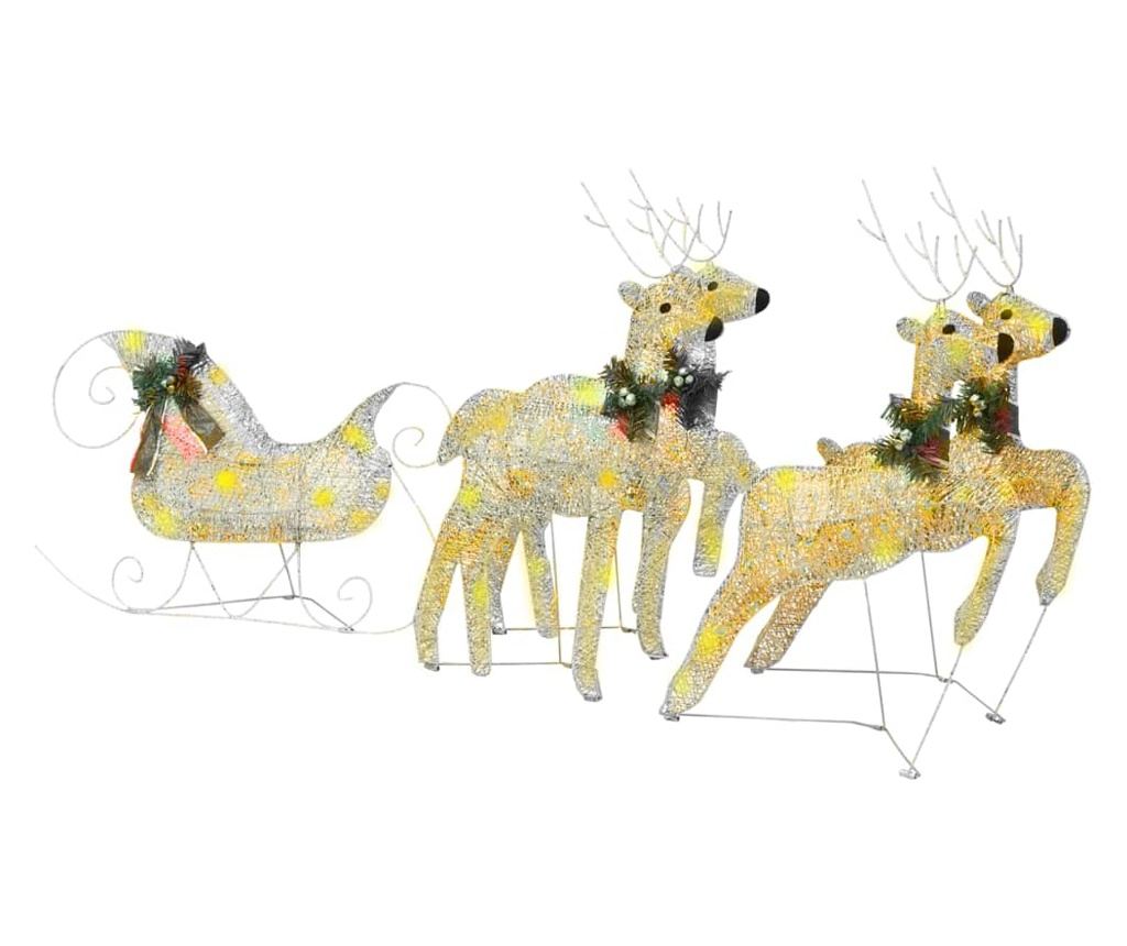 Božićni ukras s jelenom i saonicama, 100 LED dioda, zlatni, za vanjsku upotrebu - 2