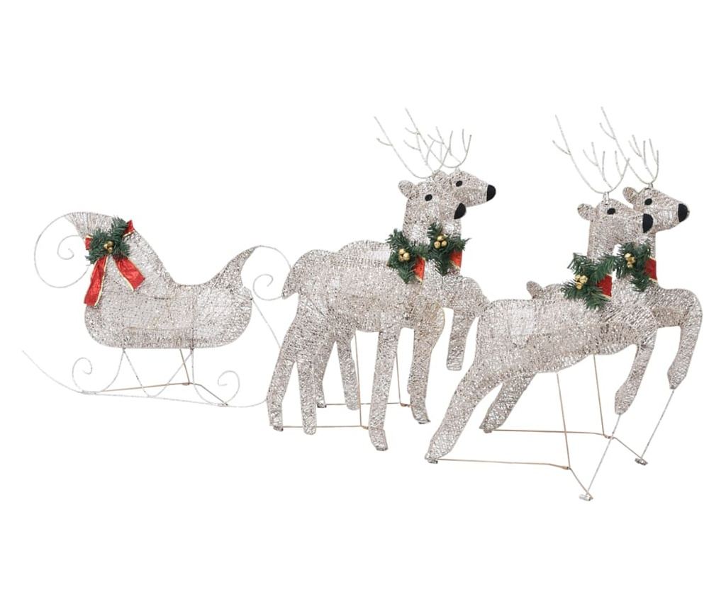 Božićni ukras s jelenom i saonicama, 100 LED dioda, zlatni, za vanjsku upotrebu - 5