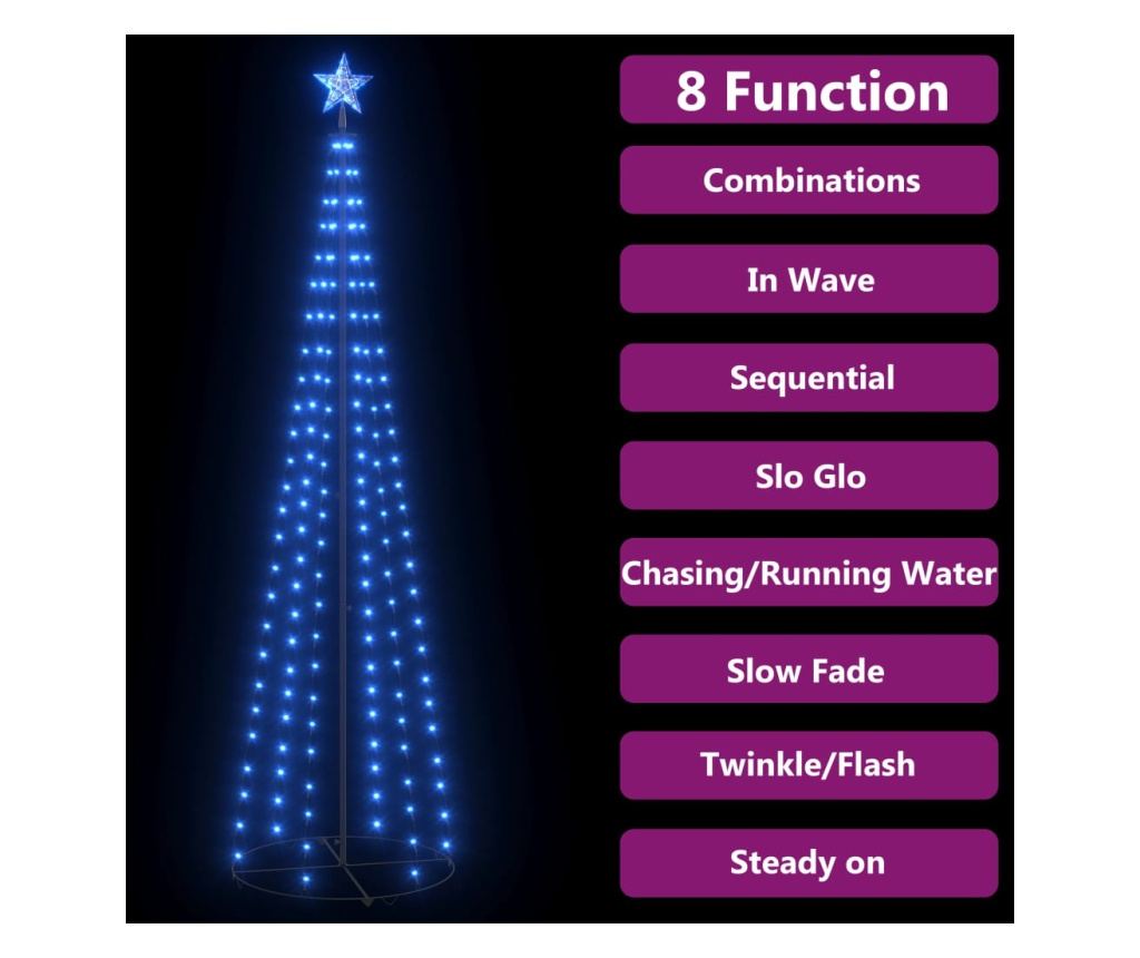 Ukras za božićno drvce konusni 136 LED plavi 70x240 cm - 3