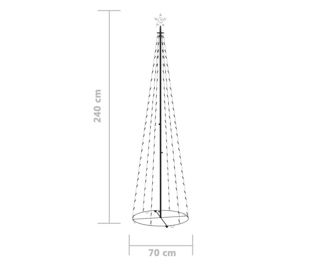 Ukras za božićno drvce konusni 136 LED plavi 70x240 cm - 8