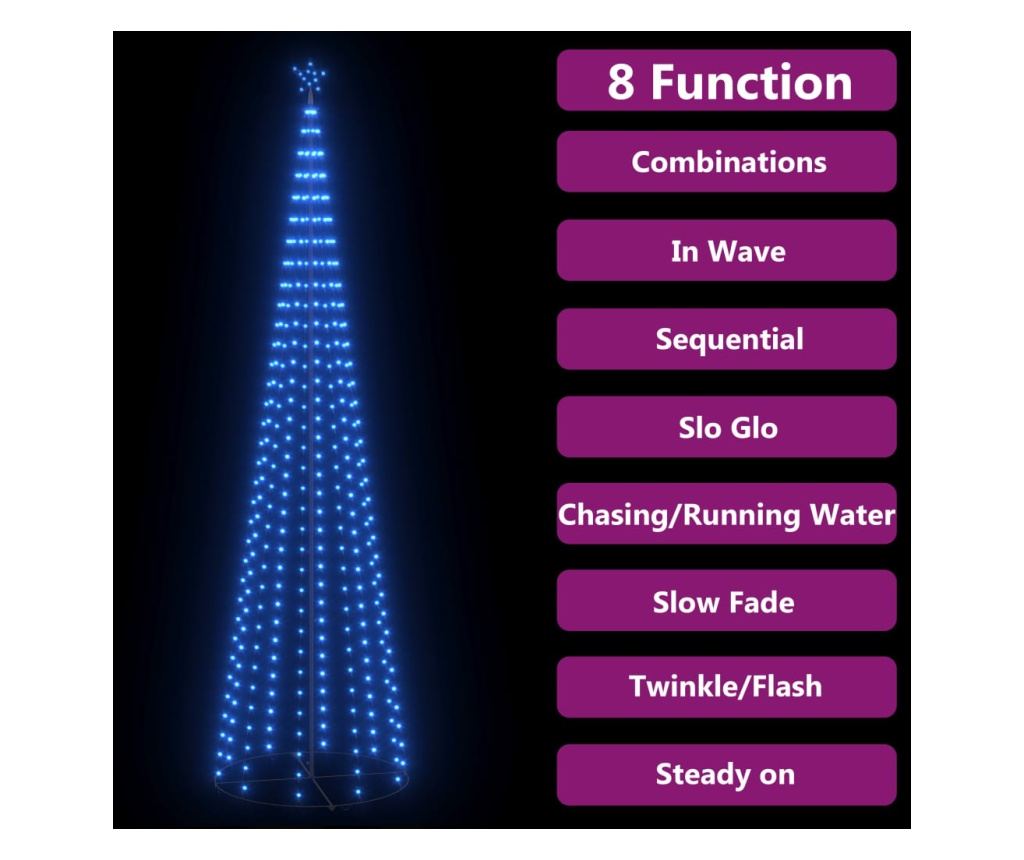 Božićna dekoracija za stablo konusna 400 LED plava 100x360 cm - 3