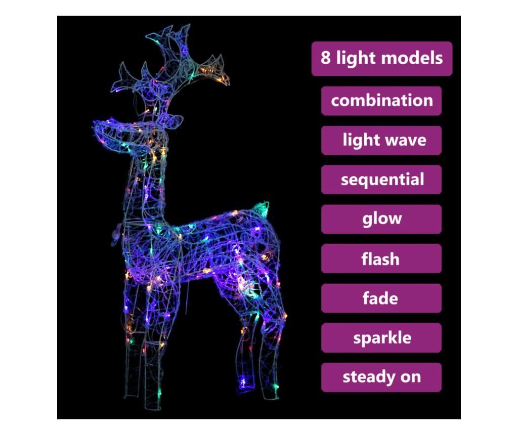 Vianočná dekorácia sob, 90 LED, 60x16x100 cm, akryl - 3