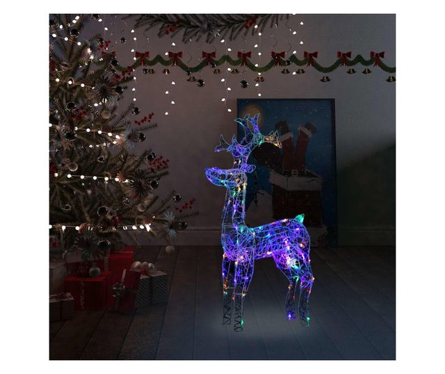 Božićni ukras jelen, 90 LED svjetala, 60x16x100 cm, akril