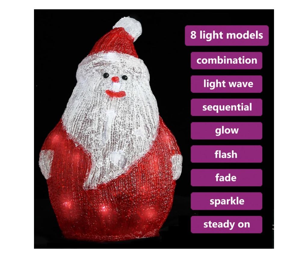 LED Djed Mraz, 28 cm, Akril, Unutarnja/Vanjska upotreba - 3