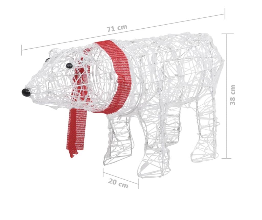 Božićni ukras medvjed, 45 LED svjetala, 71 x 20 x 38 cm, akril - 9