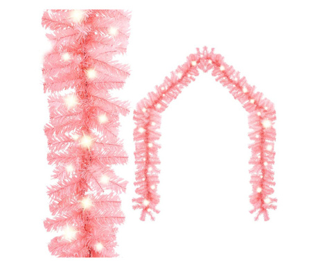 Коледен гирлянд с LED лампички, 20 м, розов