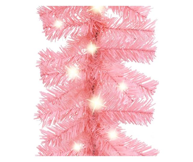 Božićni vijenac s LED svjetlima, ružičasti, 5 m