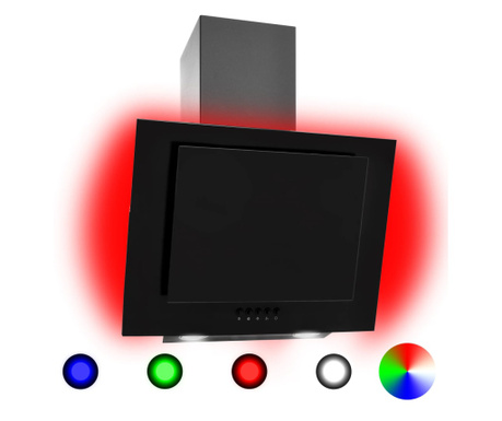 Nástěnná digestoř RGB LED 60 cm nerezová ocel a tvrzené sklo