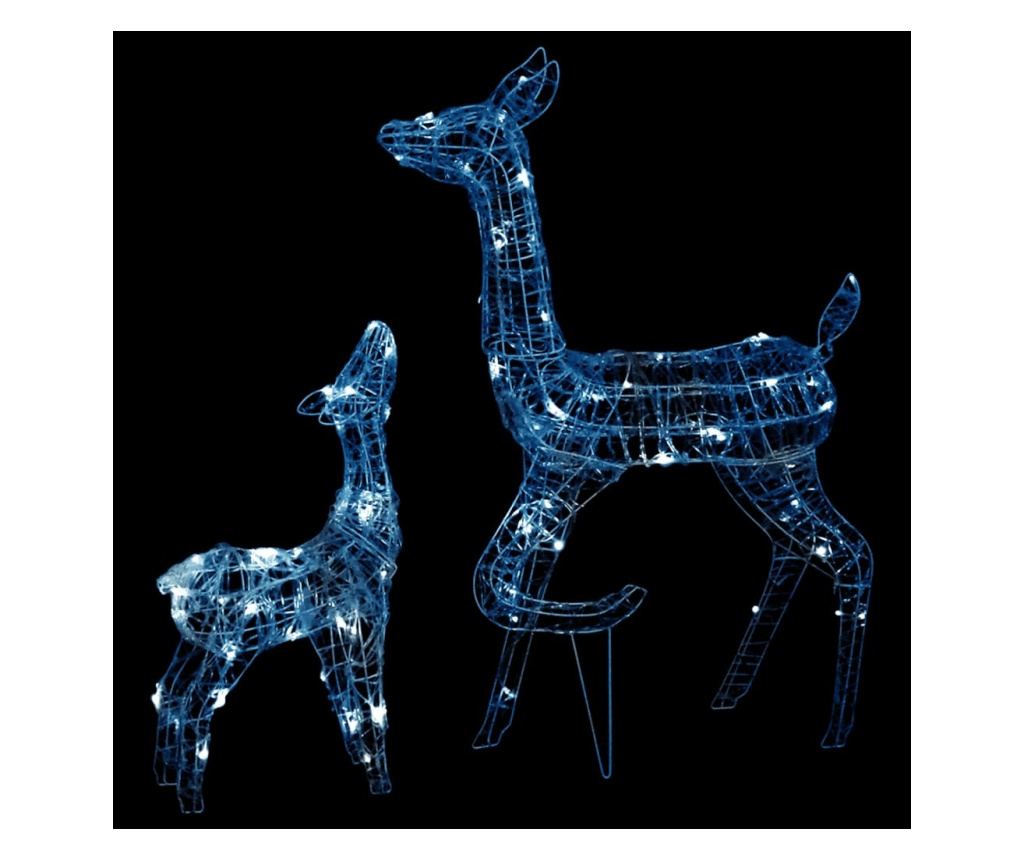 Božićna obiteljska dekoracija s jelenima, 160 hladno bijelih LED dioda, akril - 2
