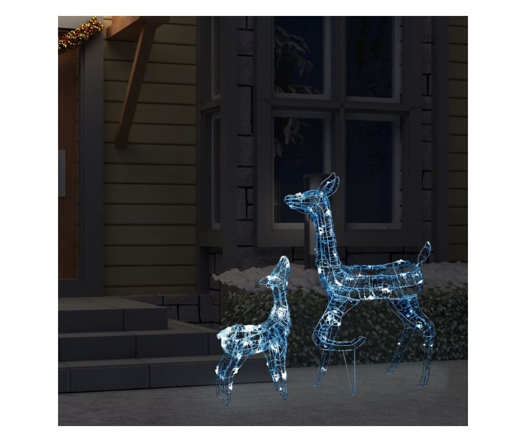 Božićna obiteljska dekoracija s jelenima, 160 hladno bijelih LED dioda, akril - 3
