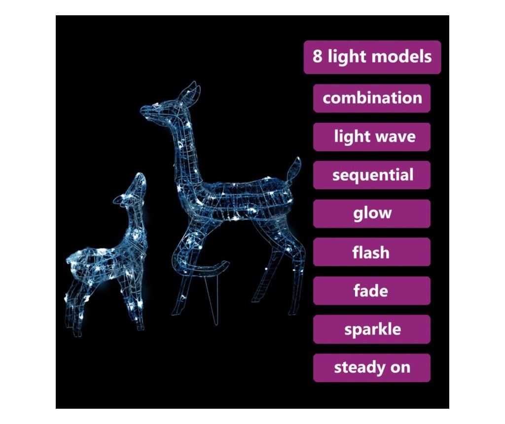 Božićna obiteljska dekoracija s jelenima, 160 hladno bijelih LED dioda, akril - 4