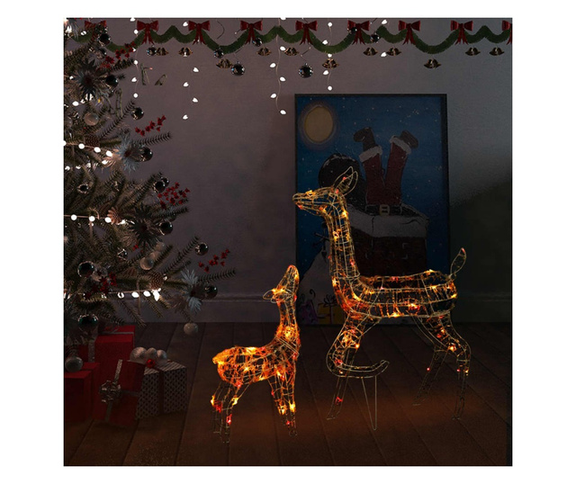 Akrilna obitelj sobova božićni ukras 160 LED raznobojni