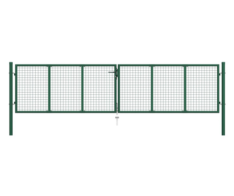 Poarta de gradina din plasa, verde, 400 x 125 cm, otel