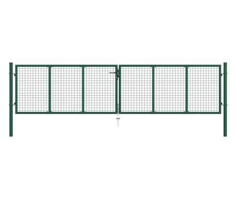 Poarta de gradina din plasa, verde, 400 x 75 cm, otel