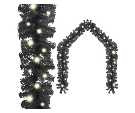 Коледен гирлянд с LED лампички, 5 м, черен