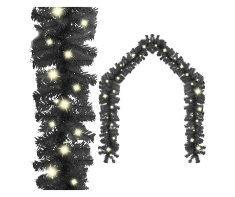 Коледен гирлянд с LED лампички, 20 м, черен
