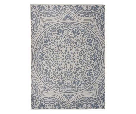 Zunanja preproga ploščato tkanje 120x170 cm modri vzorec 